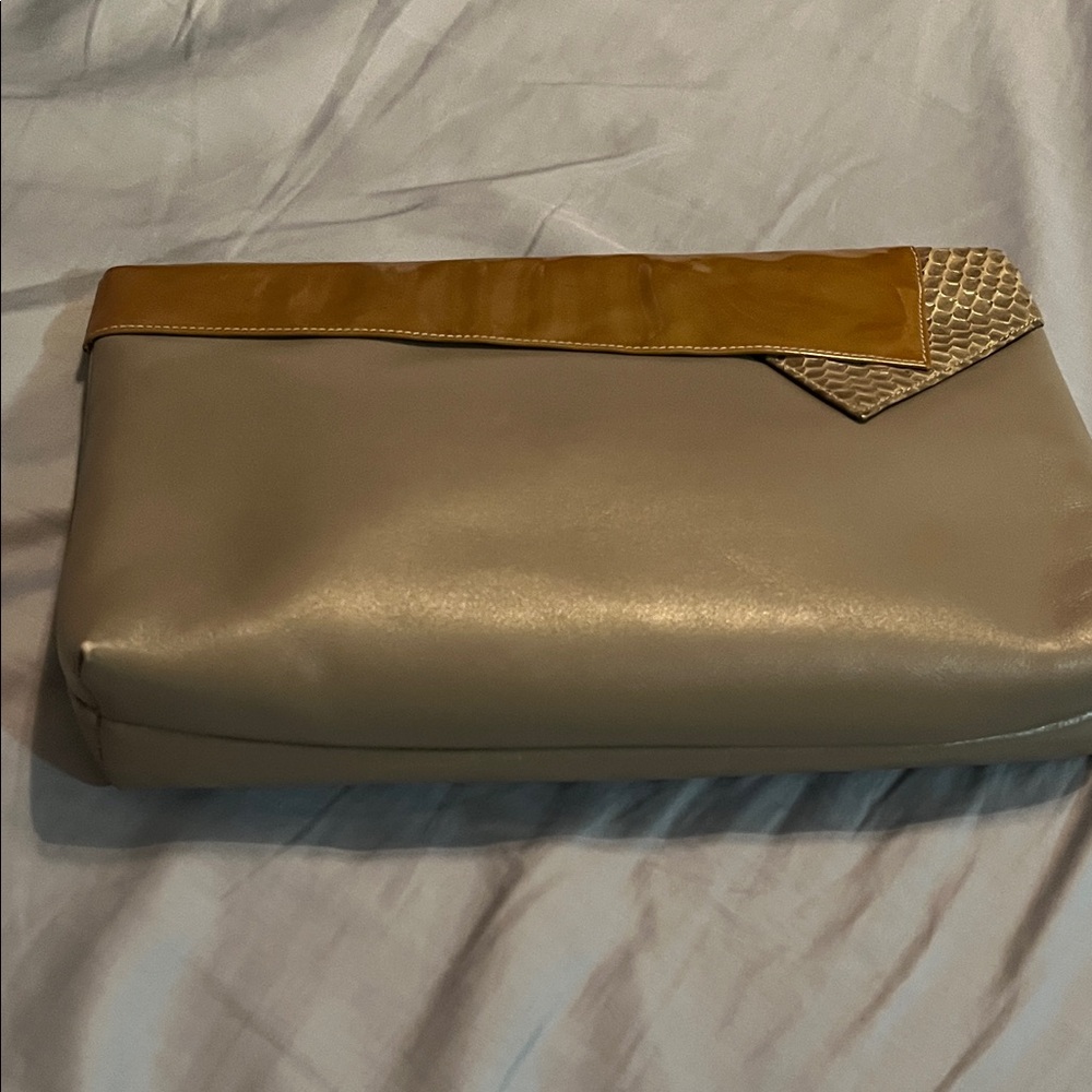 Salvatore Ferragamo Elegant Tan and Brown Women's Clutch